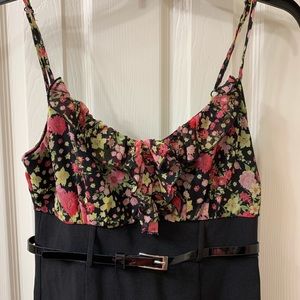 Belted floral ruffle dress